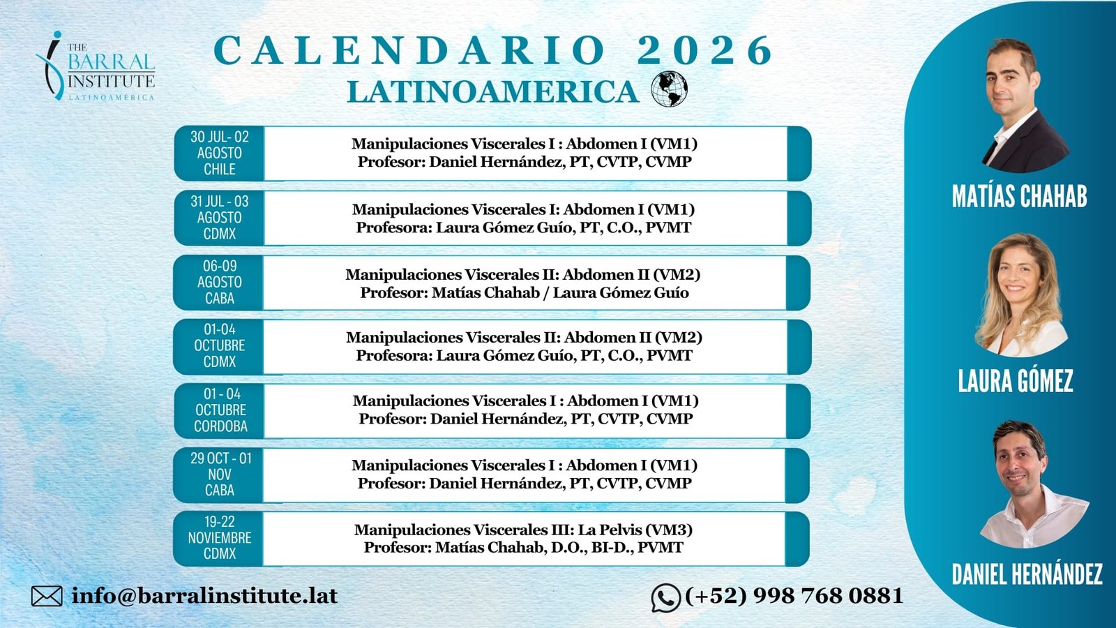 Calendario 2026 Barral Institute LATAM