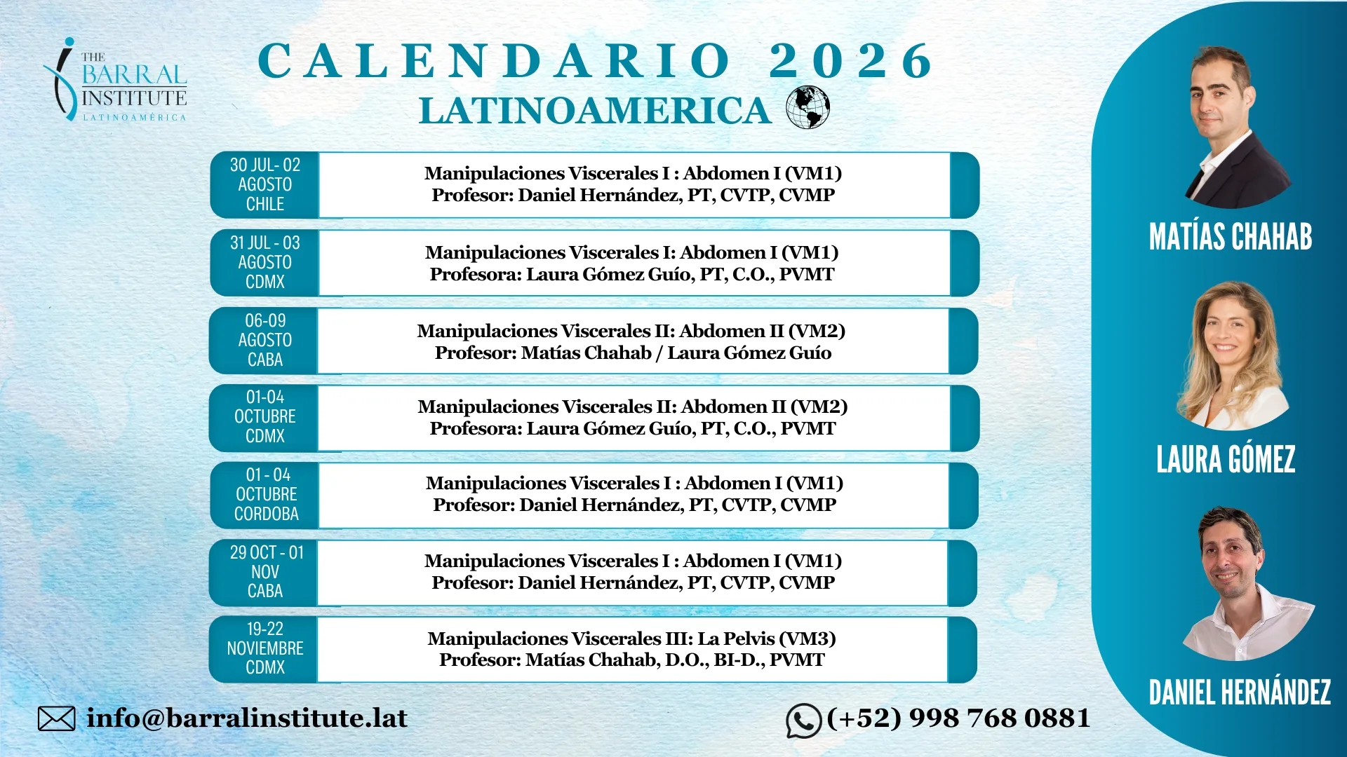 Calendario 2026 Barral Institute LATAM